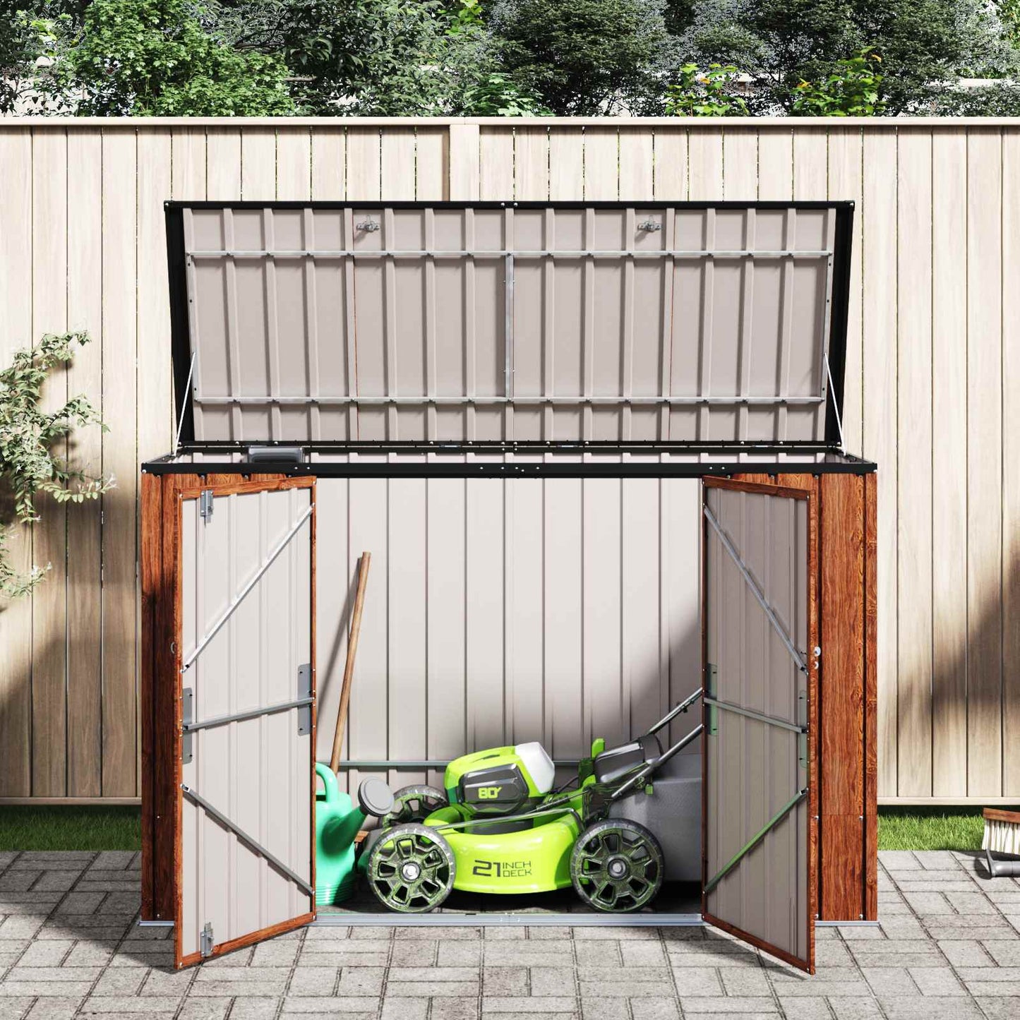 Scatola di Stoccaggio per Giardino Marrone 214 x 82 x 132 cm