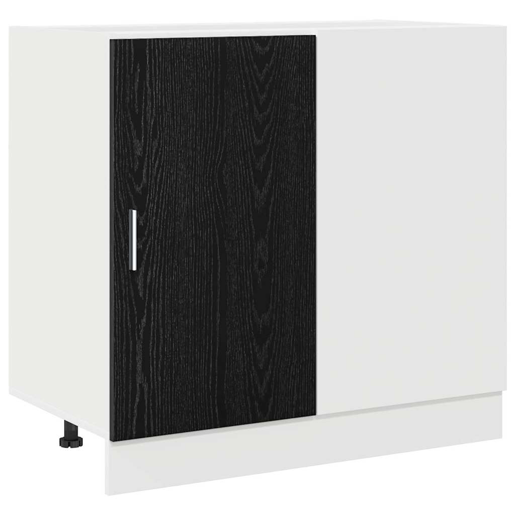 Mobile Base d'Angolo per Cucina Rovere nero 86 x 46 x 81,5 cm
