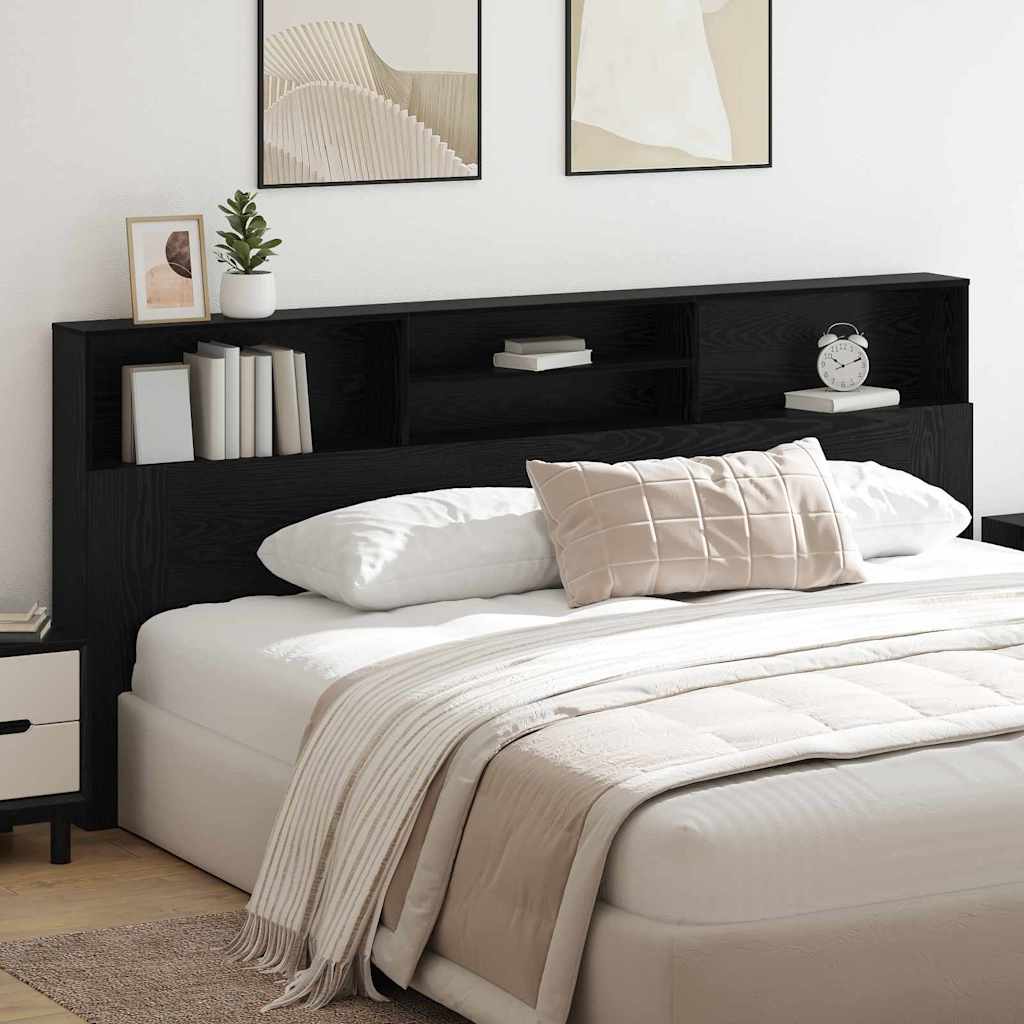 Testata del letto con testiera Rovere Nero 220 x 19 x 101,5 cm