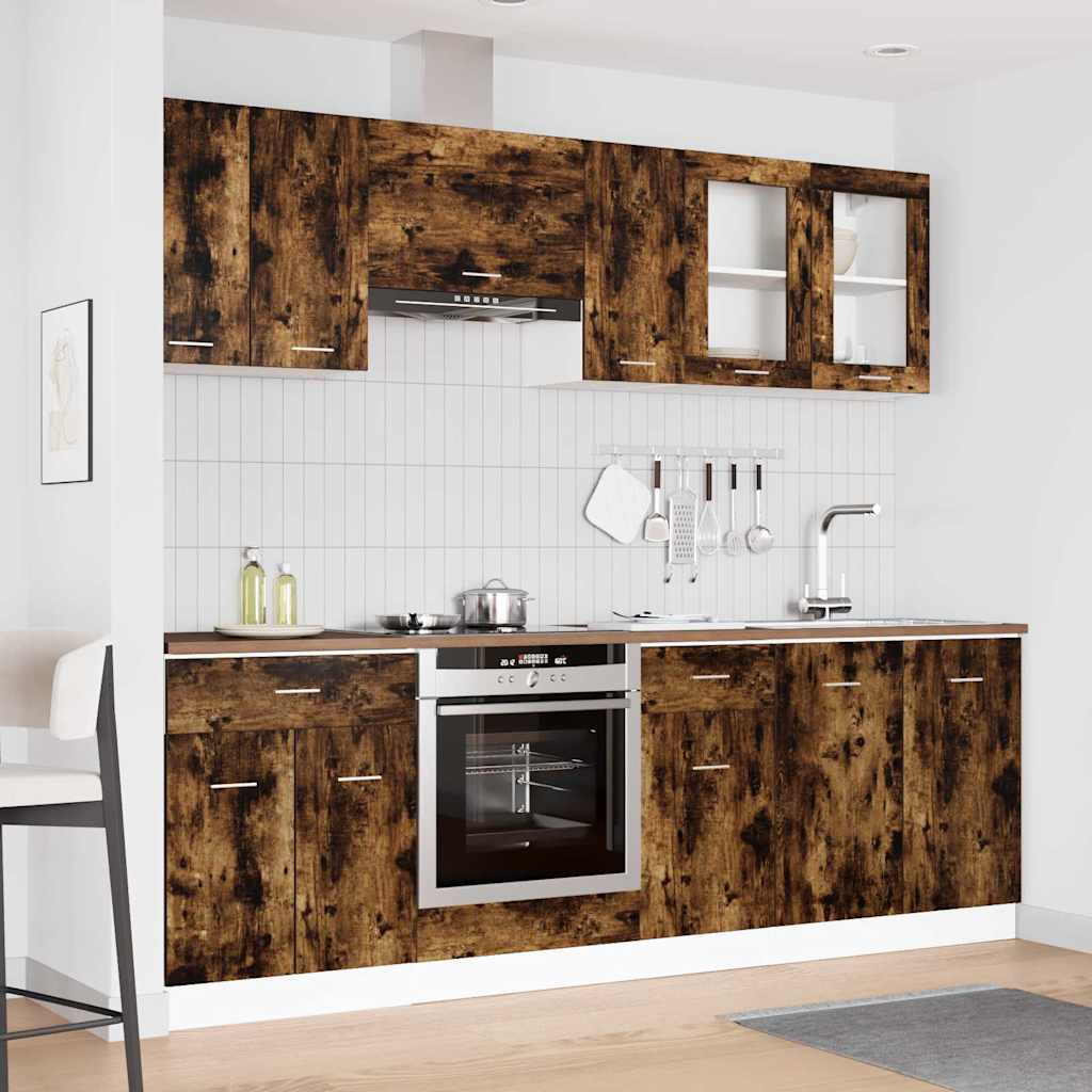 Set di mobili da cucina con cassetto Lyon 8 pcs Rovere fumo