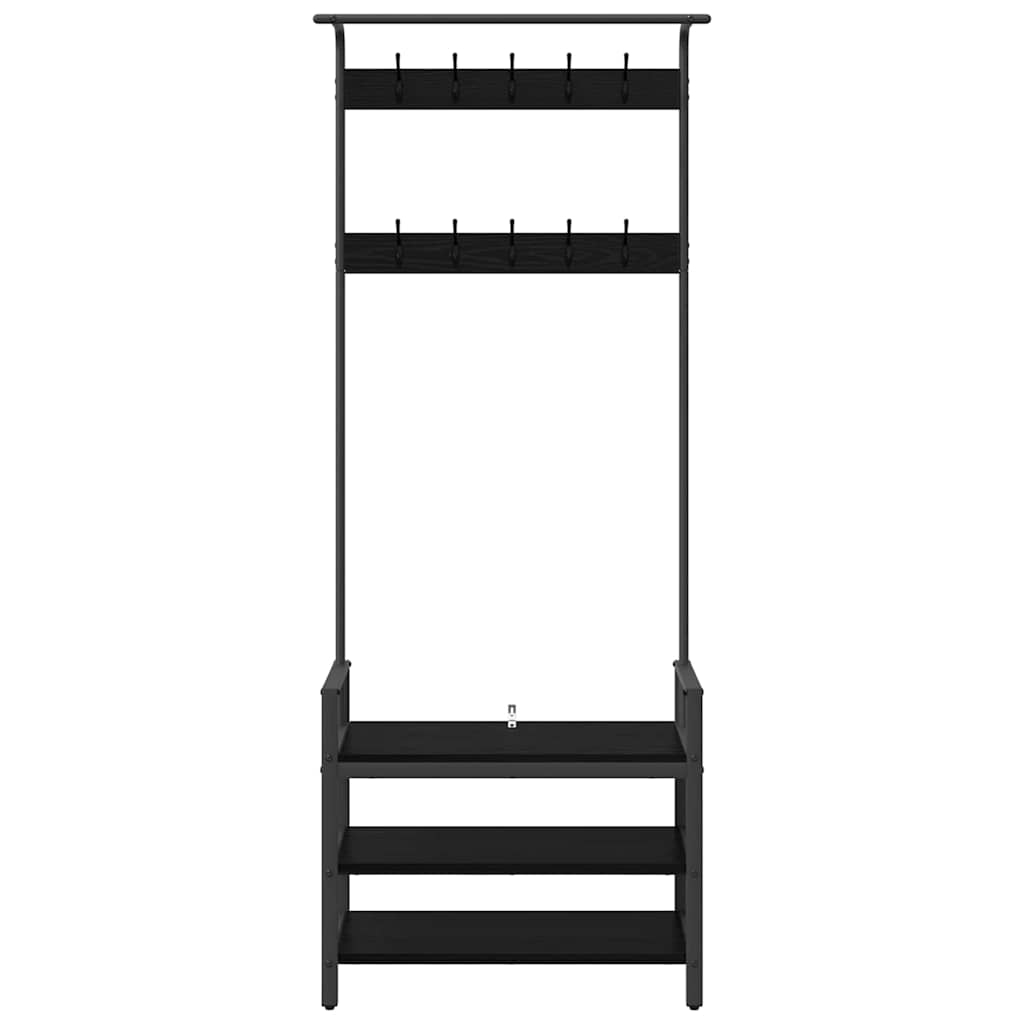 Appendiabiti Rovere Nero 75 x 34 x 184 cm Legno multistrato