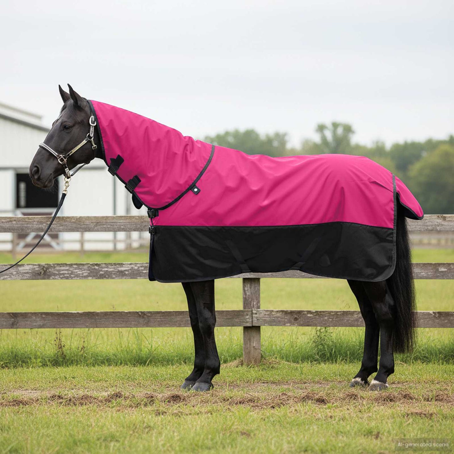 Coperta per Cavalli Rosa e Nero 115 cm Poliestere