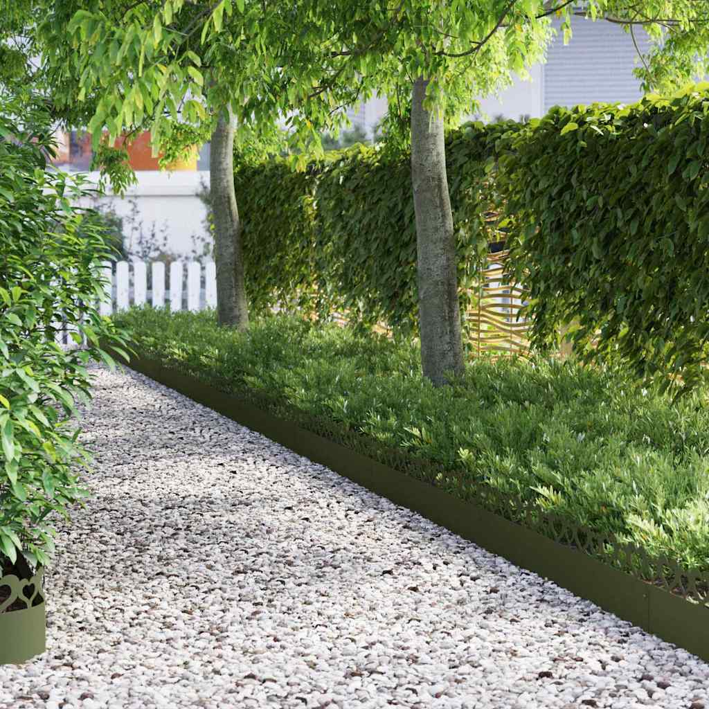 Bordure per prato 20 pcs Verde oliva 103 x 0,05 x 22 cm Acciaio