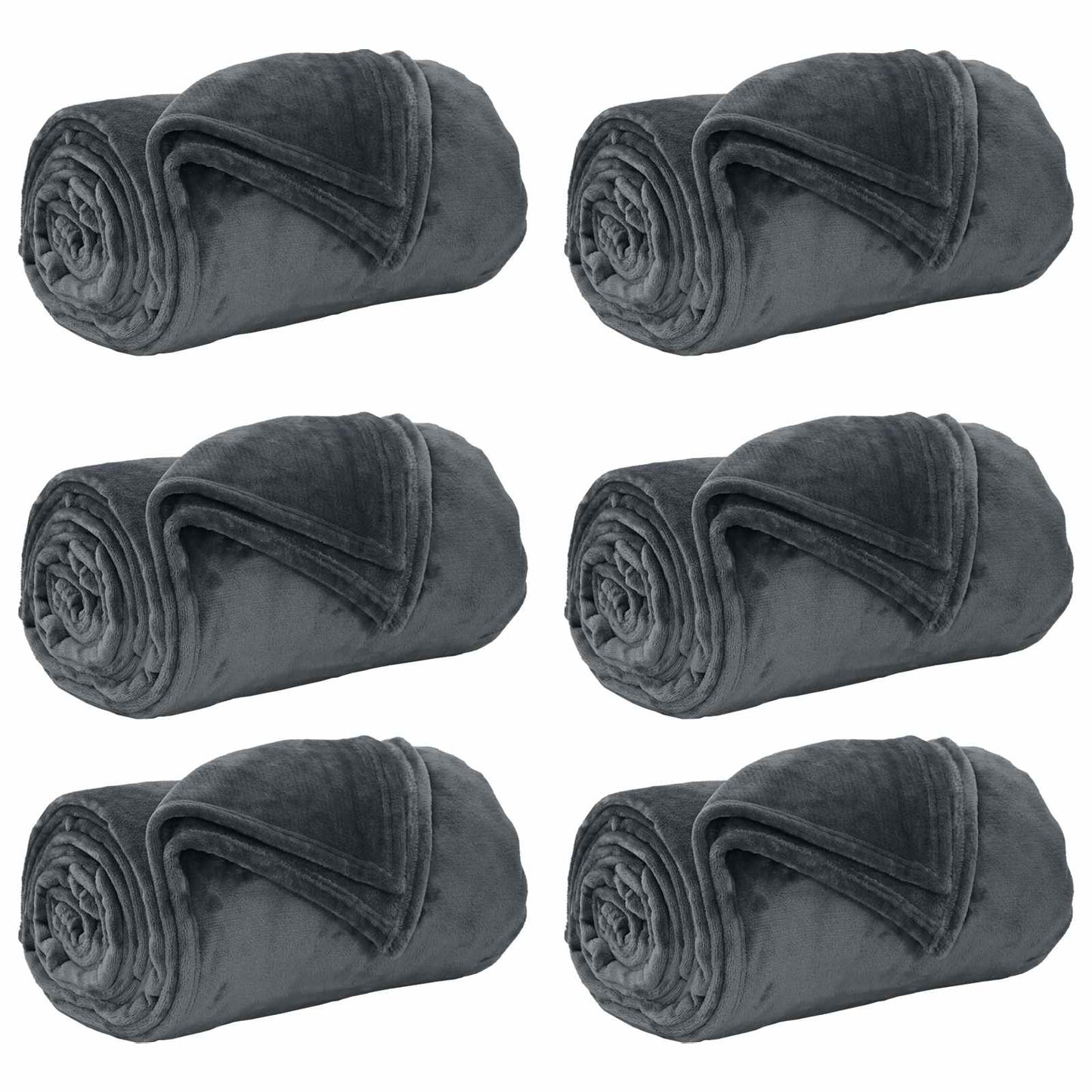 Coperte da Pile 6 pcs Grigio scuro 130 x 150 cm Panno