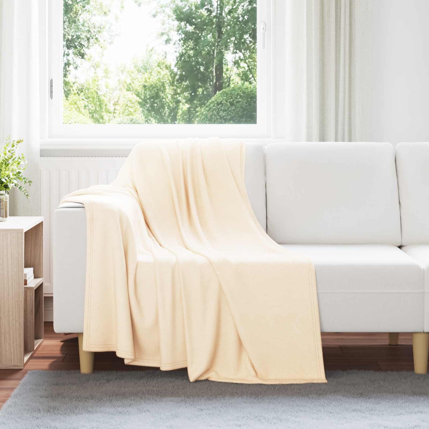 Coperta Crema 170 x 130 cm Panno