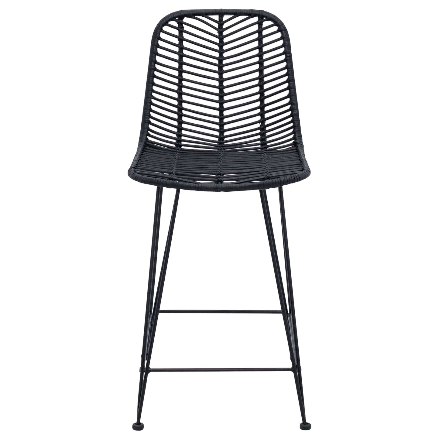Sedia da Bar 2 pcs Nero 44,5 x 54,5 x 97,5 cm Rattan e Ferro