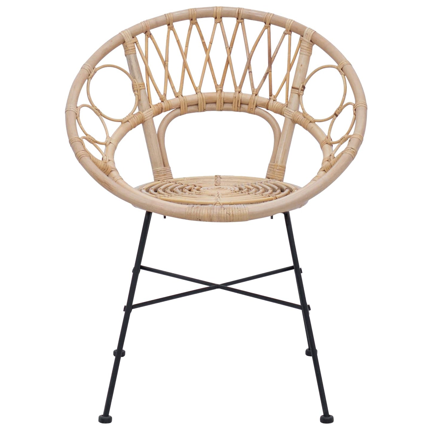 Sedia da pranzo 2 pcs Naturale 49 x 51 x 81 cm Rattan e Ferro