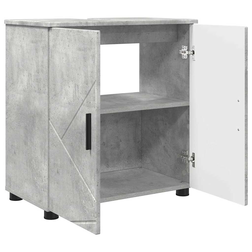 Set di mobili per il bagno con porta 3 pcs Grigio cemento