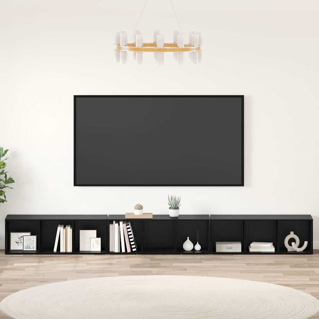 Set mobile TV 3 pcs Rovere Nero 37 x 35 x 107 cm