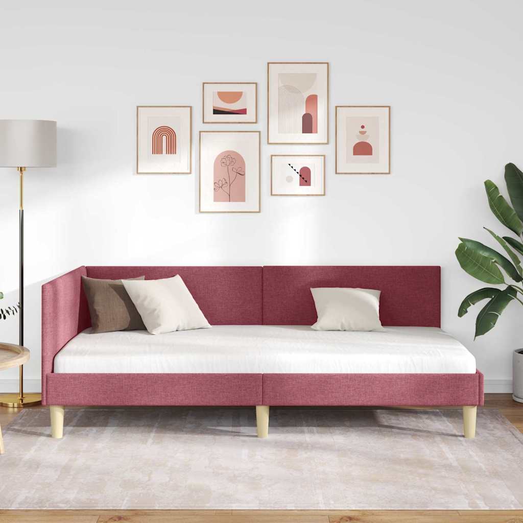 Cornice del letto ad angolo Rosso Vino 90 cm x 190 cm