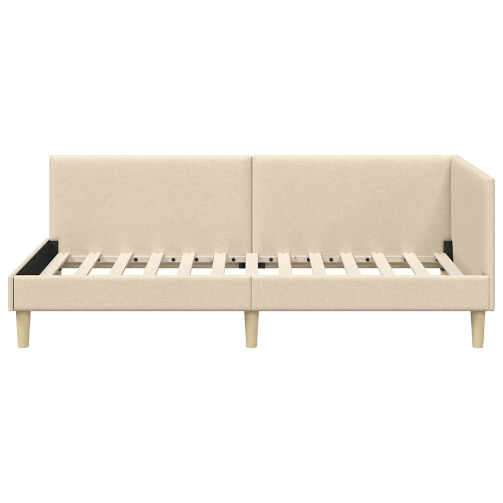 Cornice del letto ad angolo con testiera Crema 100 cm x 200 cm
