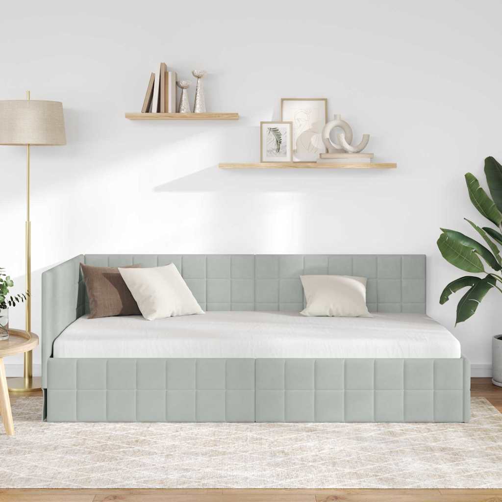 Cornice del letto ad angolo Grigio chiaro 100 cm x 200 cm