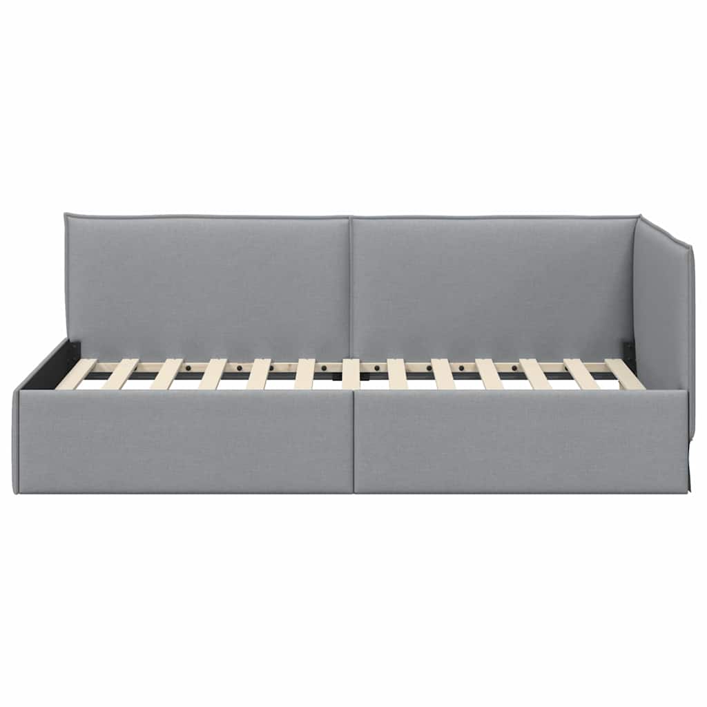 Cornice del letto ad angolo Grigio chiaro 90 x 200 cm Tessuto