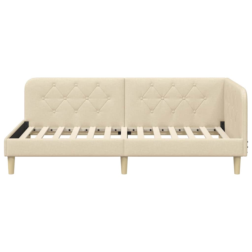 Cornice del letto ad angolo Crema 100 x 200 cm Tessuto