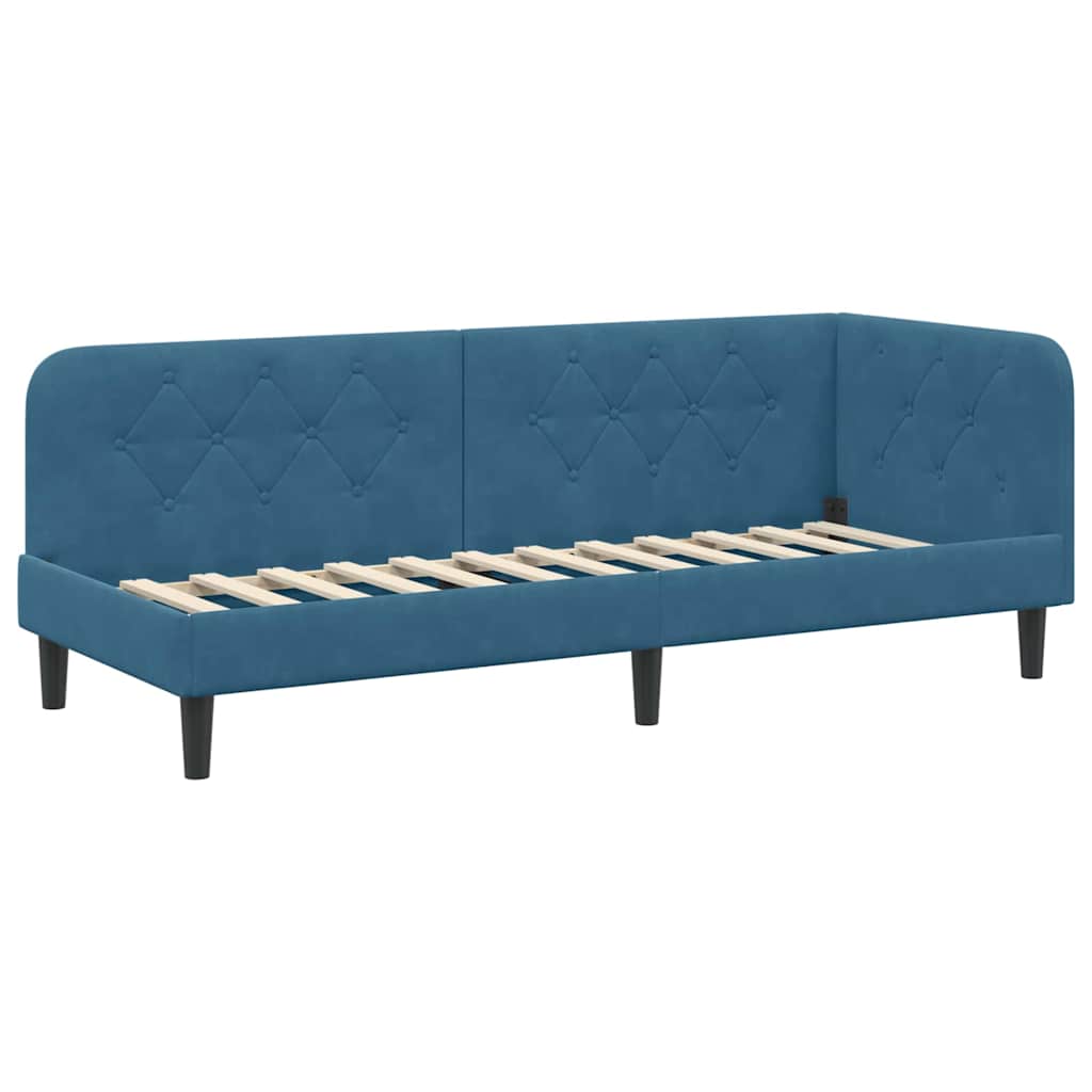 Cornice del letto ad angolo Blu 80 x 200 cm Velluto