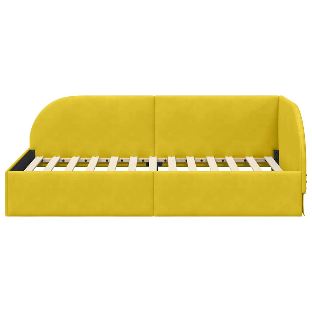 Cornice del letto ad angolo Giallo 80 cm x 200 cm Velluto