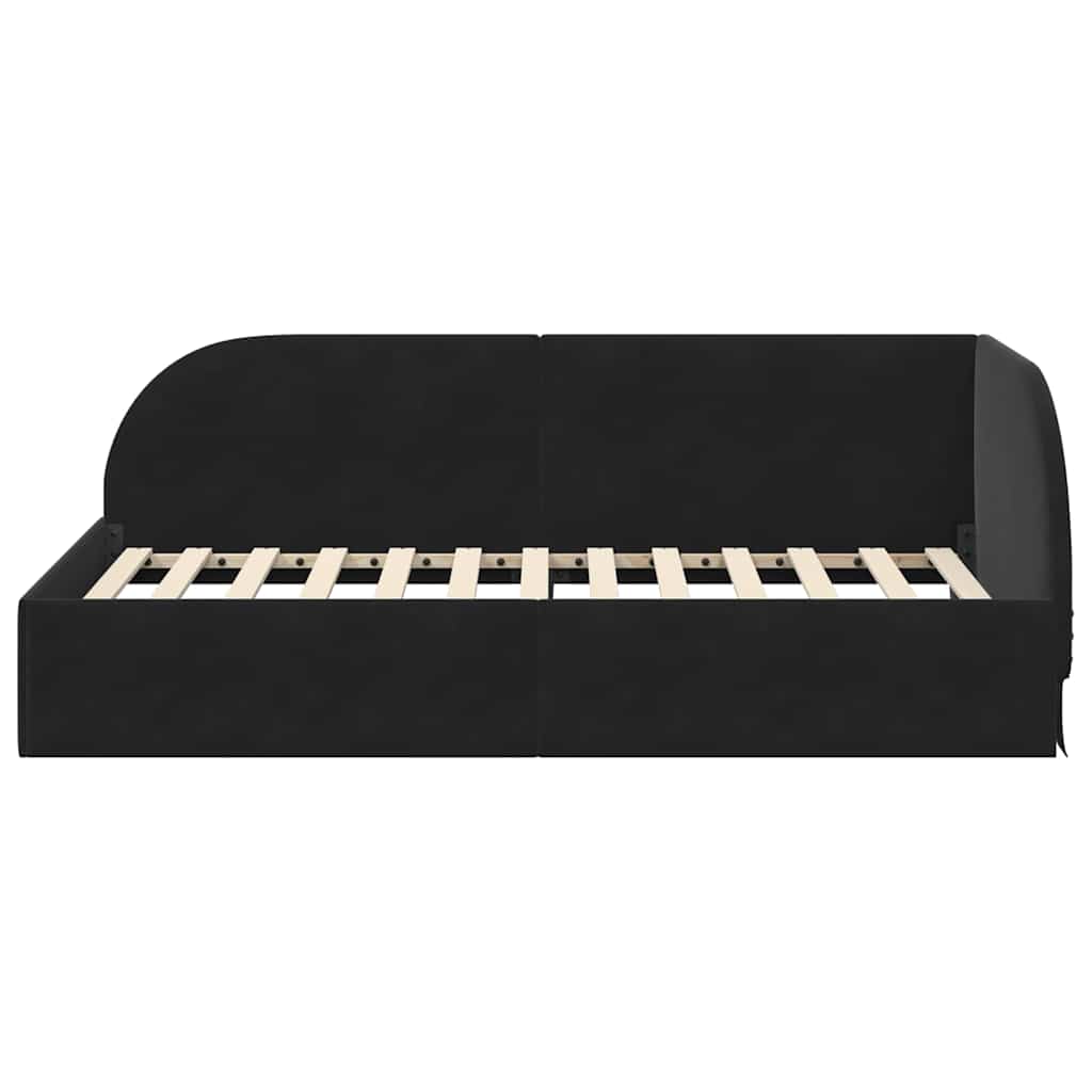Cornice del letto ad angolo Nero 90 cm x 190 cm Velluto