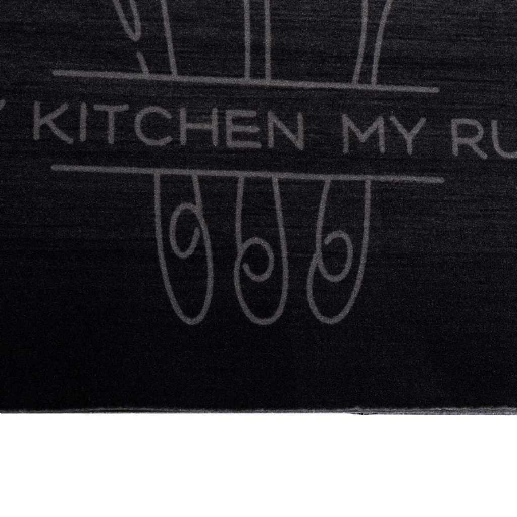 Tappeto da Cucina Posate Nero 180 x 60 cm Velluto
