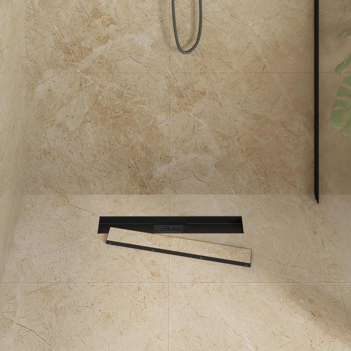 Drenaggio doccia 2 in 1 Nero 50 cm Acciaio Inox 304