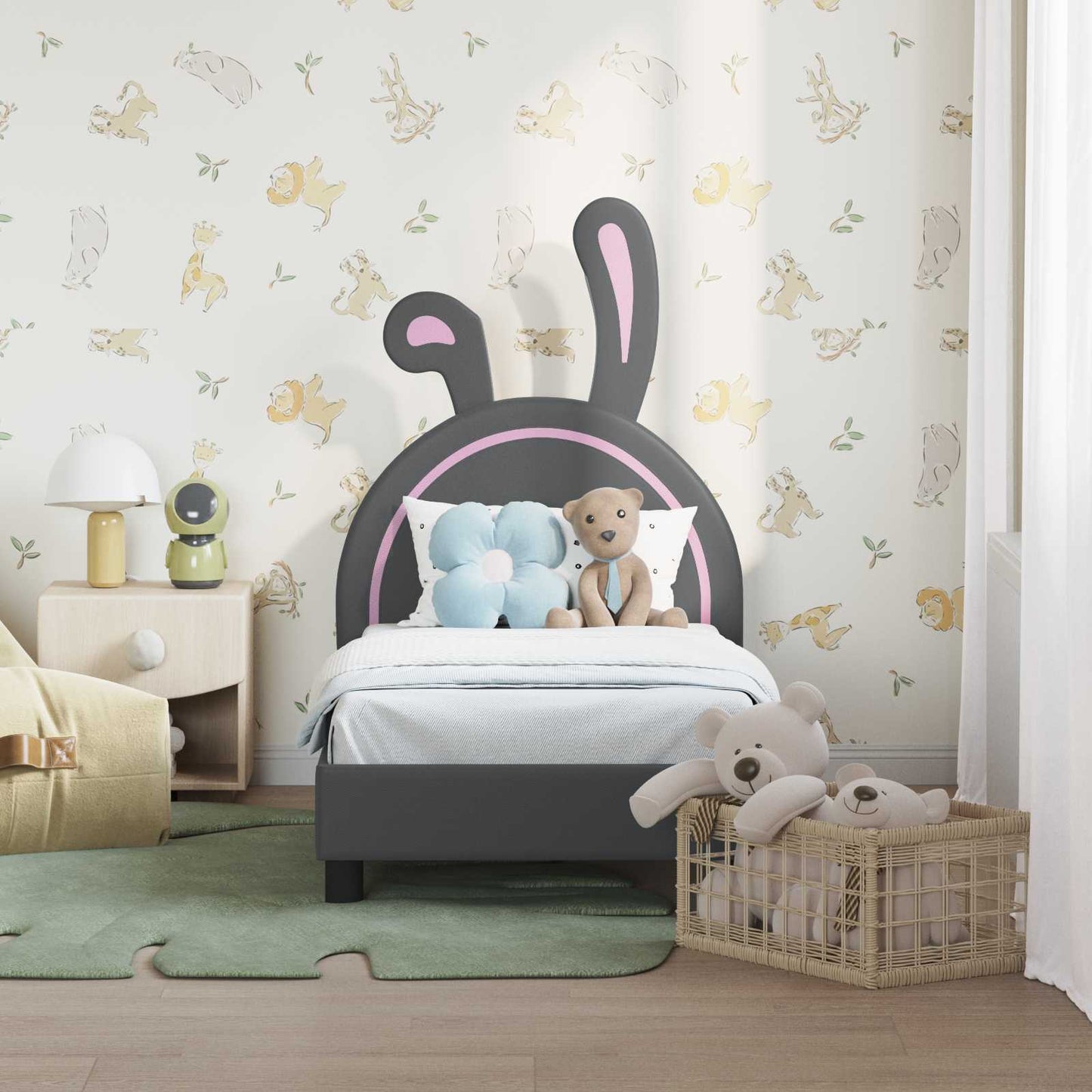 Struttura letto per bambini con testata Grigio chiaro PU