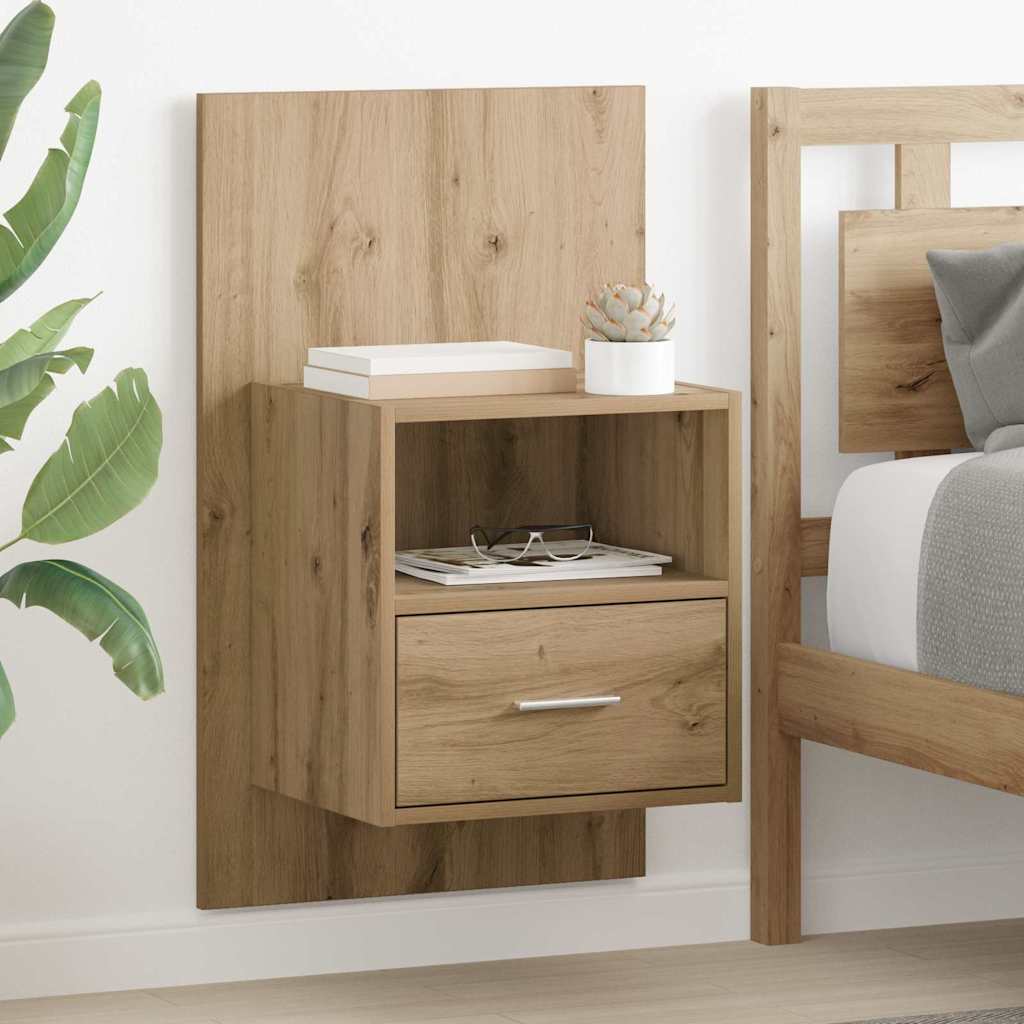 Armadio da Notte 2 pcs Rovere artigianale 50 x 32,5 x 80cm
