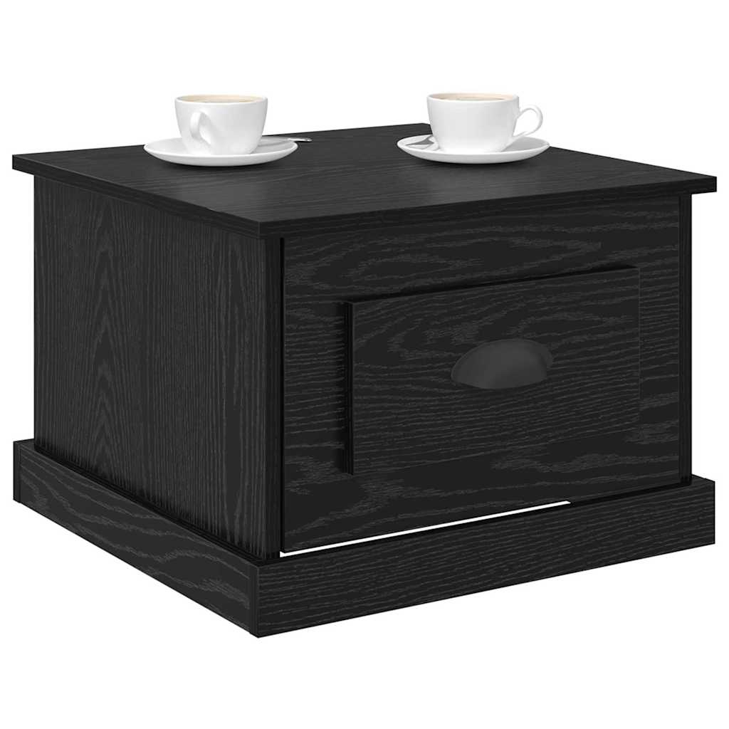 Tavolino da salotto con cassetto Rovere Nero 50 x 50 x 35 cm