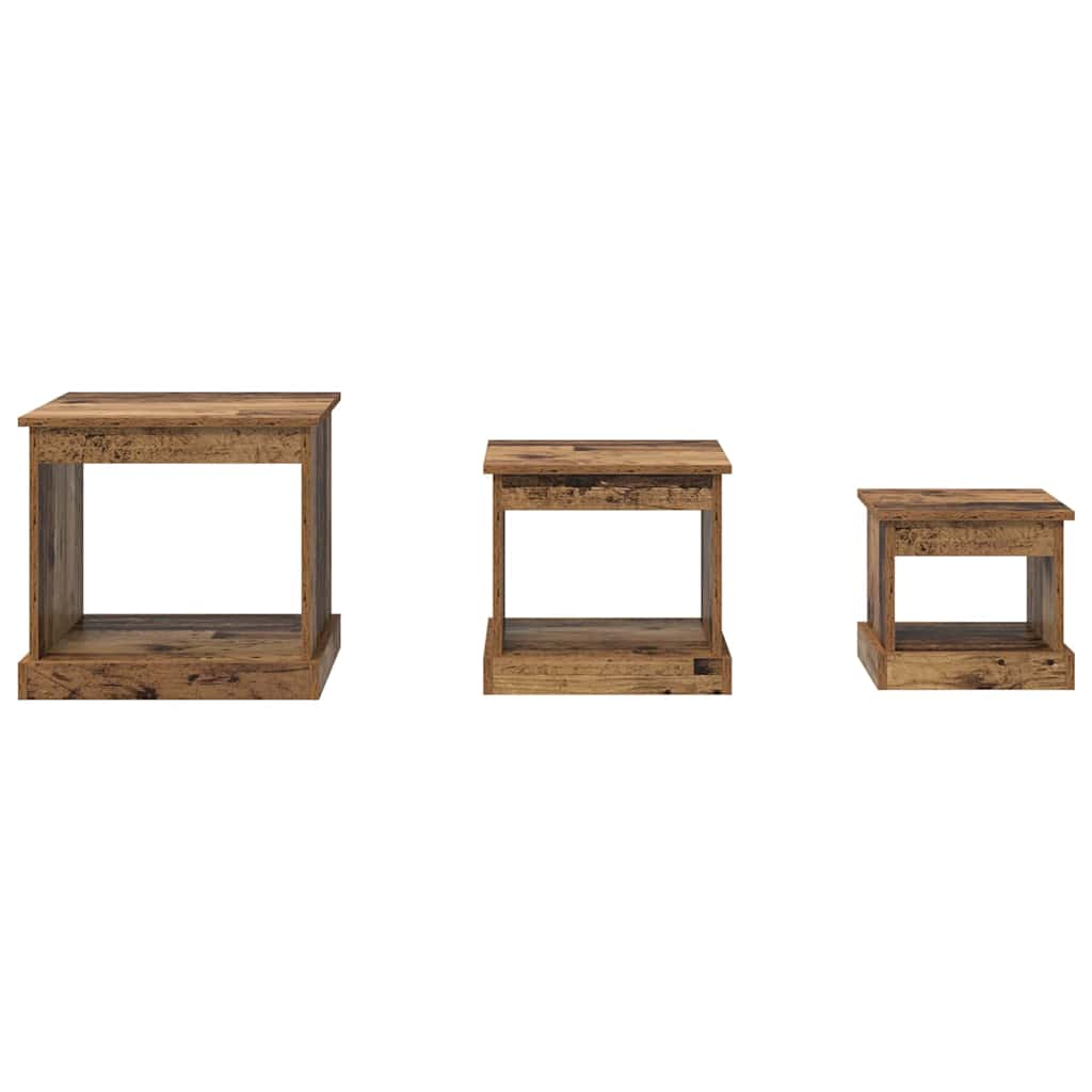 Tavolino da salotto 3 pcs Legno vecchio Legno multistrato