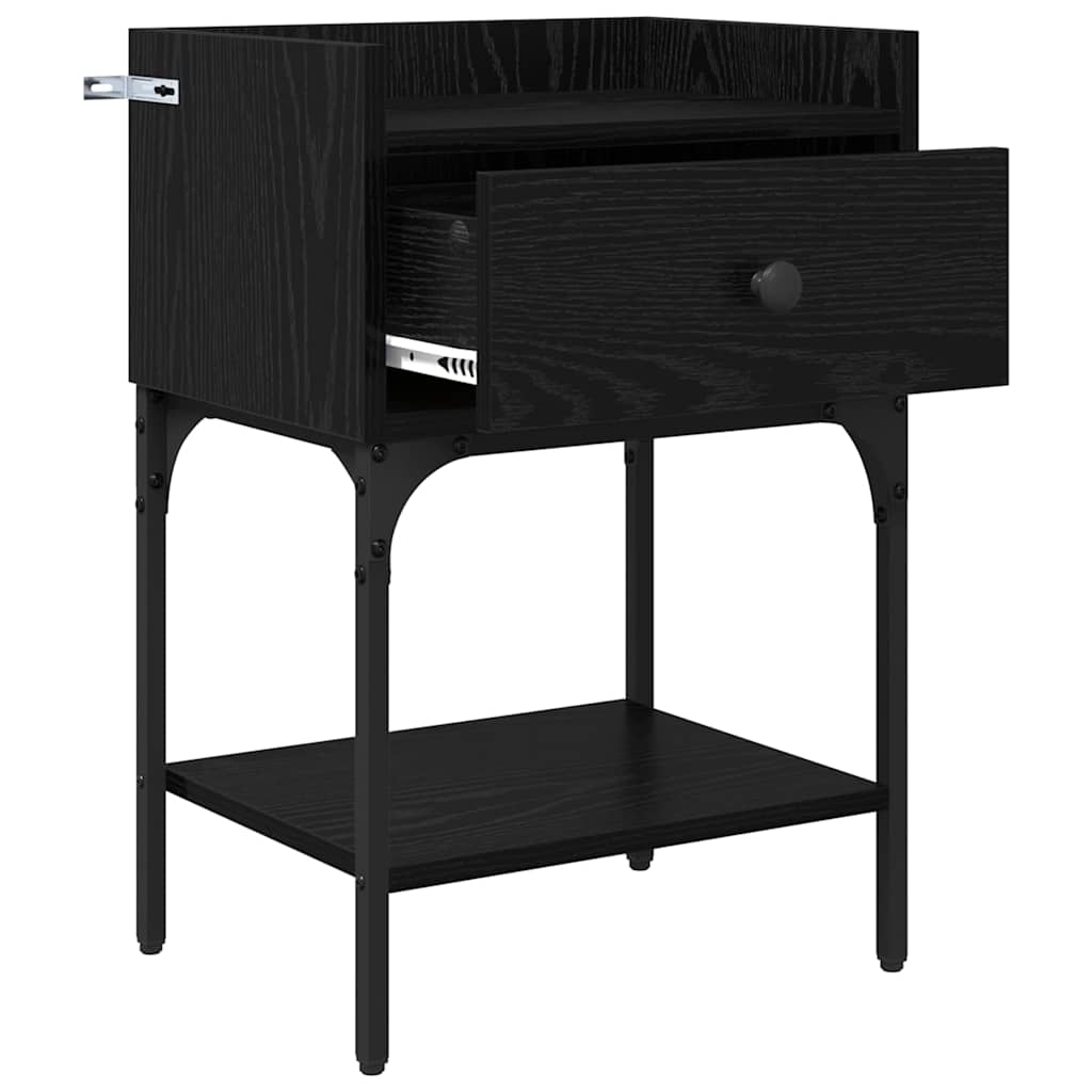 Comodino 2 pcs Rovere Nero 40 x 29 x 60 cm Legno multistrato