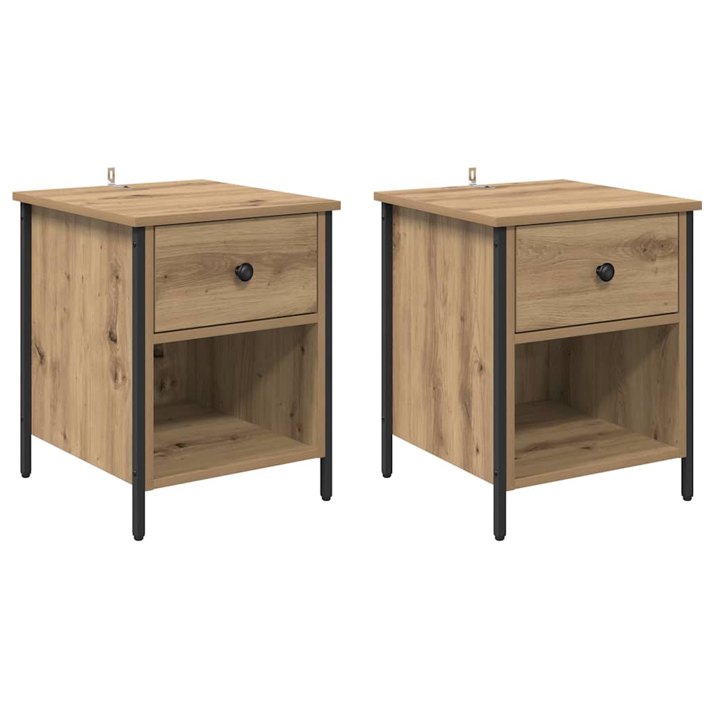 Armadio da Notte 2 pcs Rovere artigianale 40 x 42 x 50 cm