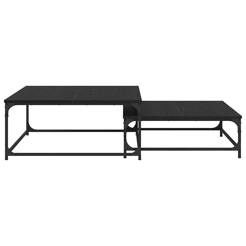 Tavolino da salotto 2 pcs Rovere Nero Legno multistrato