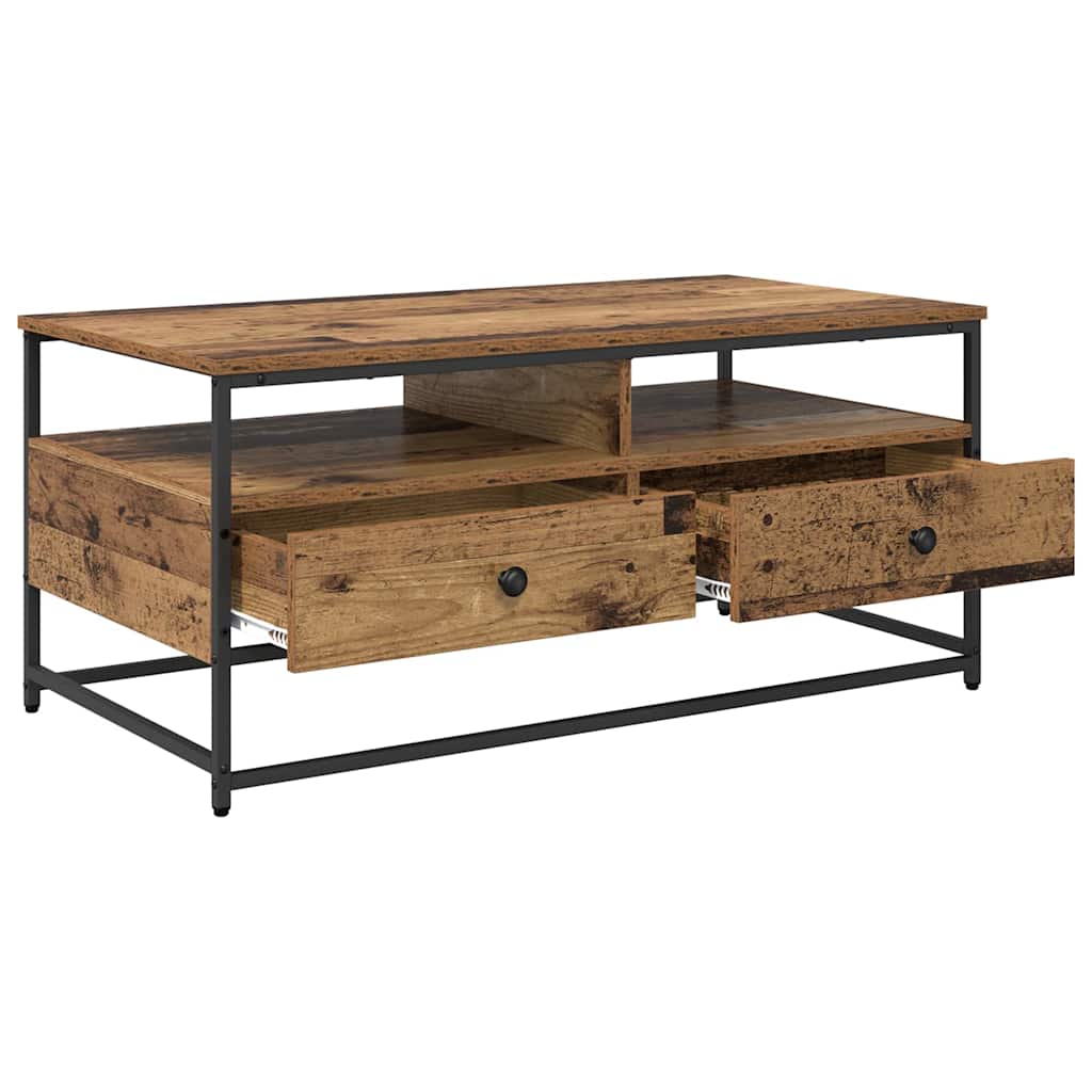 Tavolino da salotto con cassetto Legno vecchio 100 x 51 x 45 cm