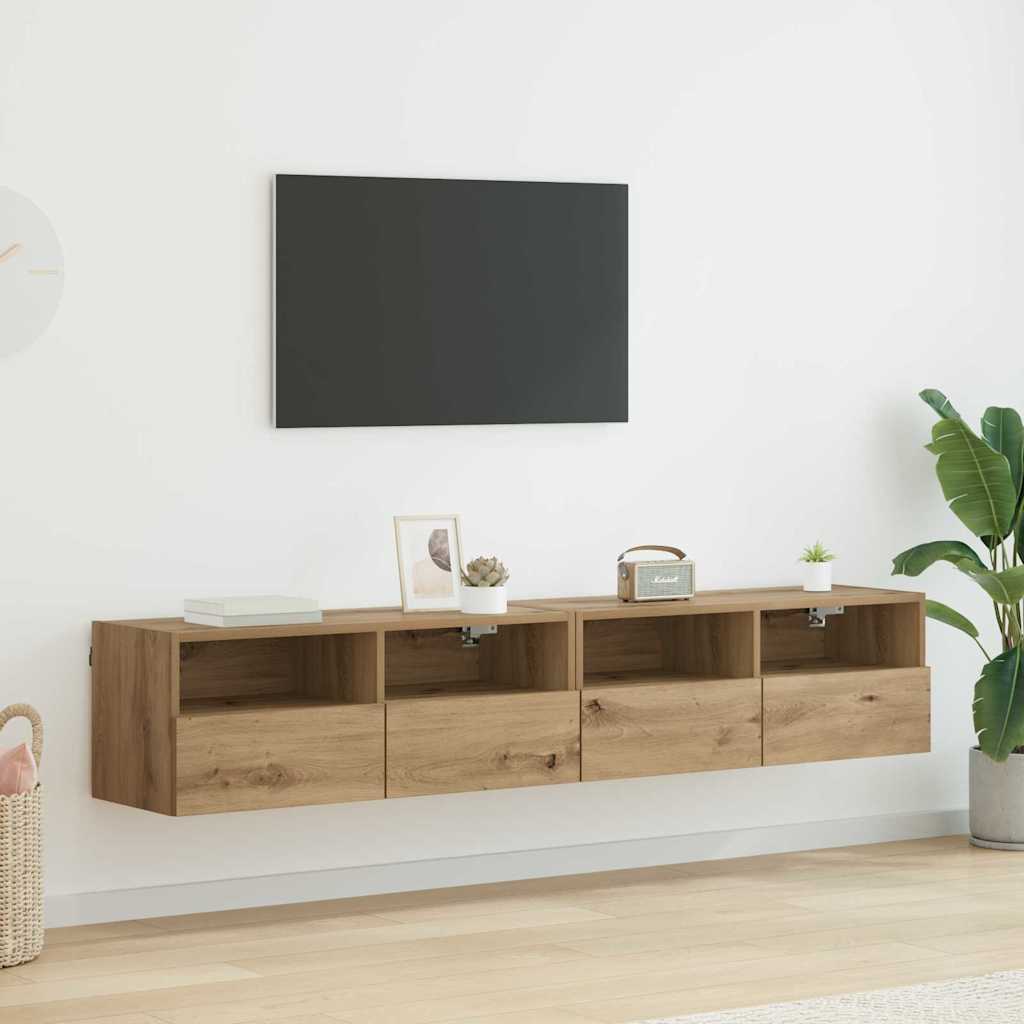Mobiletti TV da Parete 2 pcs Rovere artigianale 80 x 30 x 30 cm