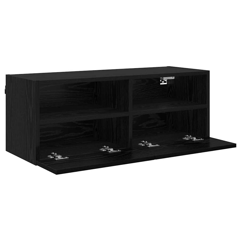 Mobile TV da parete Rovere Nero 80 x 30 x 30 cm