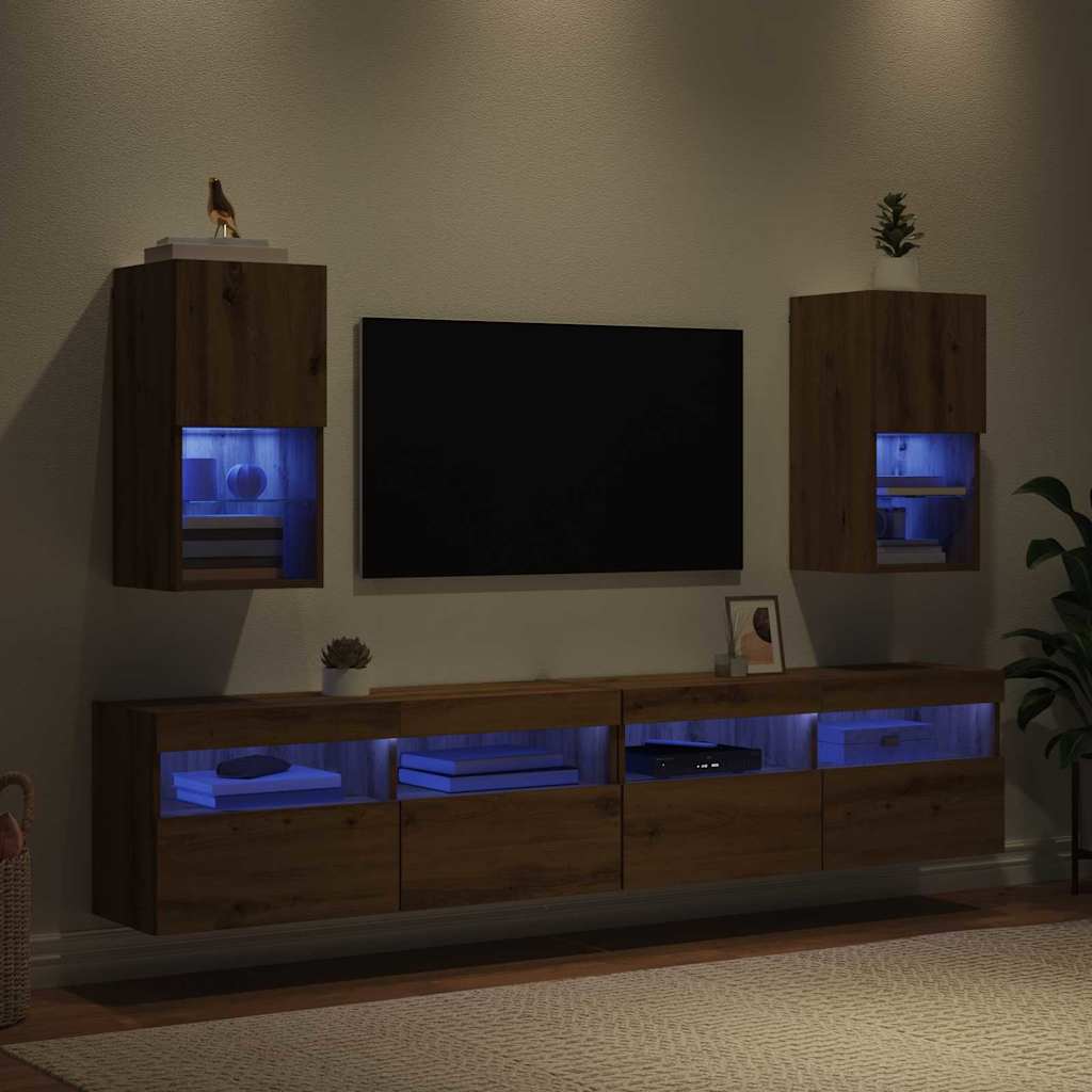 Mobiletti TV a parete 2 pcs Rovere artigianale