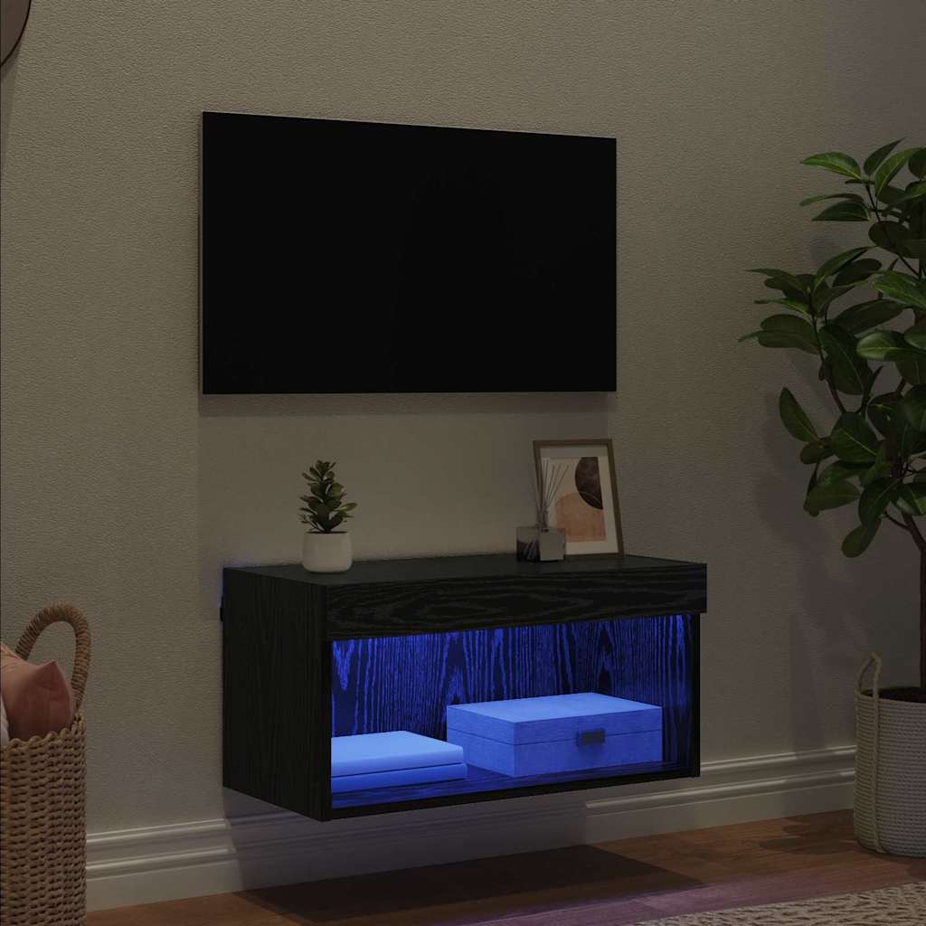 Set mobile TV con led Rovere Nero Legno multistrato