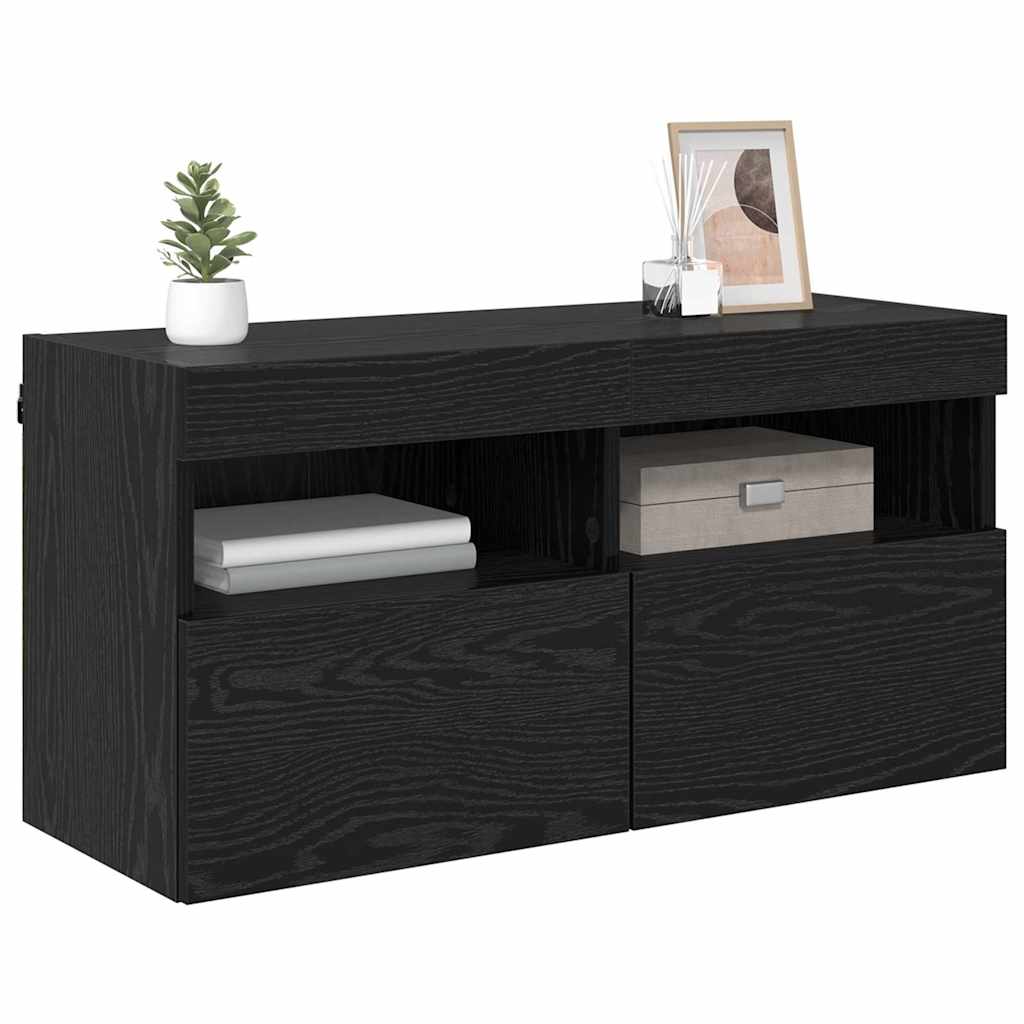 Mobile TV da parete Rovere Nero 80 x 30 x 40 cm