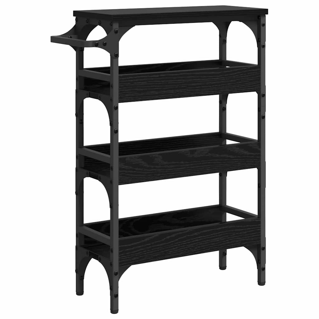 Carrello da Cucina Rovere Nero 53 x 20 x 76 cm