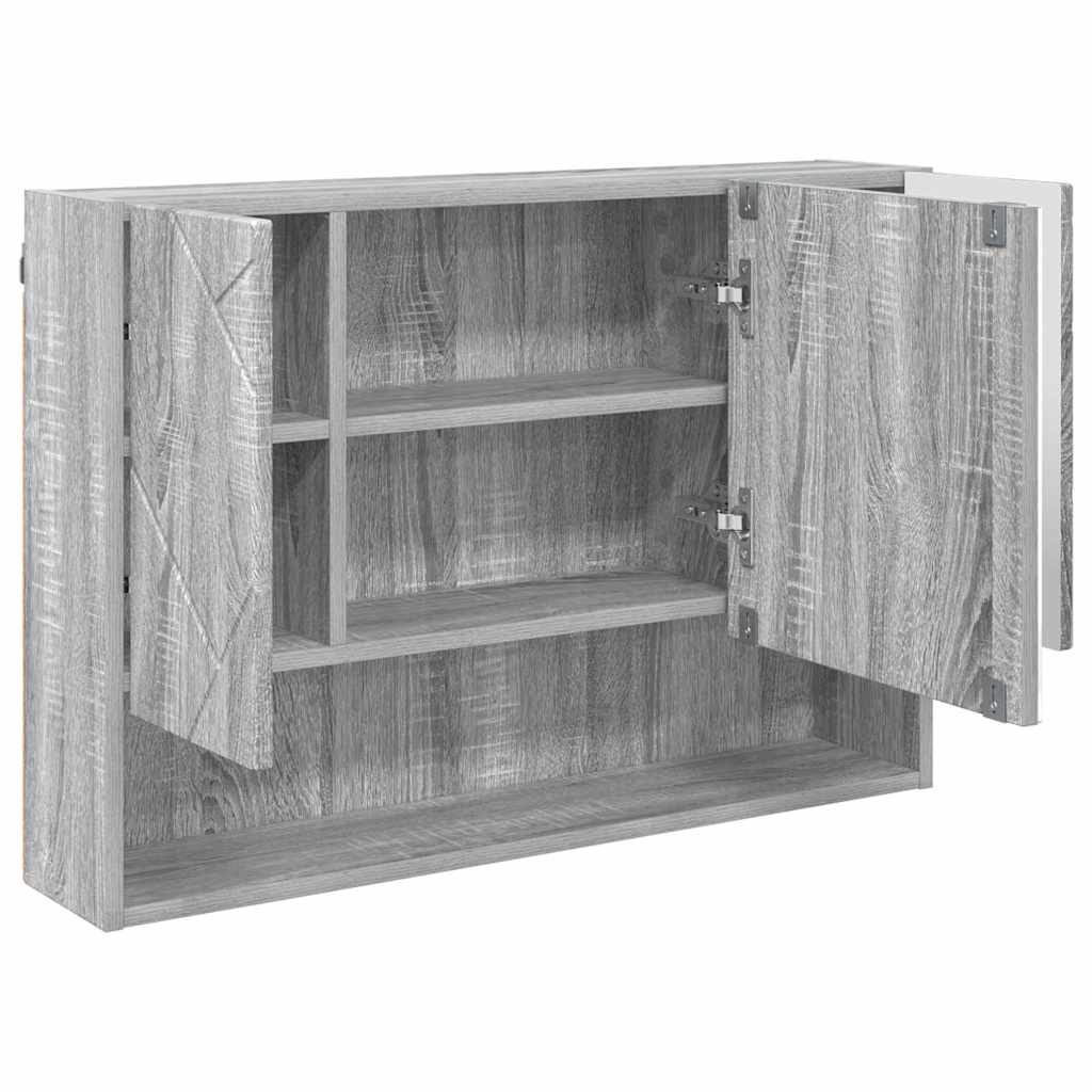 Mobiletto per specchio con porta Grigio Sonoma 80 x 17 x 55 cm