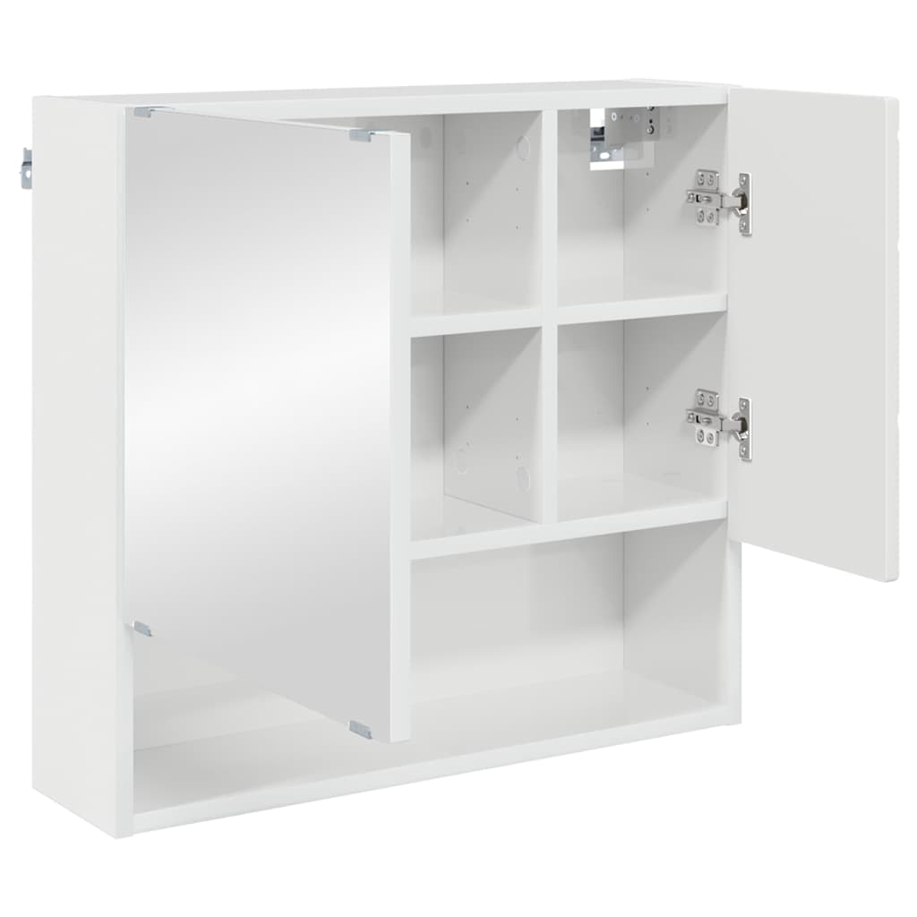 Mobiletto per specchio con porta Bianco Lucido 59 x 17 x 55 cm
