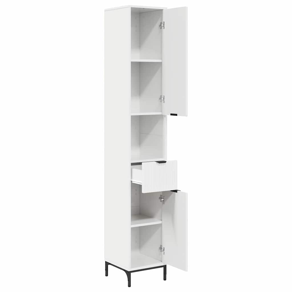 Mobile da Bagno con cassetto Bianco Lucido 31,5 x 33 x 190 cm