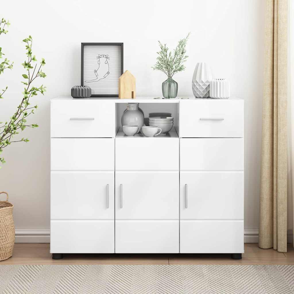 Armadio in Legno con cassetto Bianco Lucido 88,5 x 30,5 x 73 cm