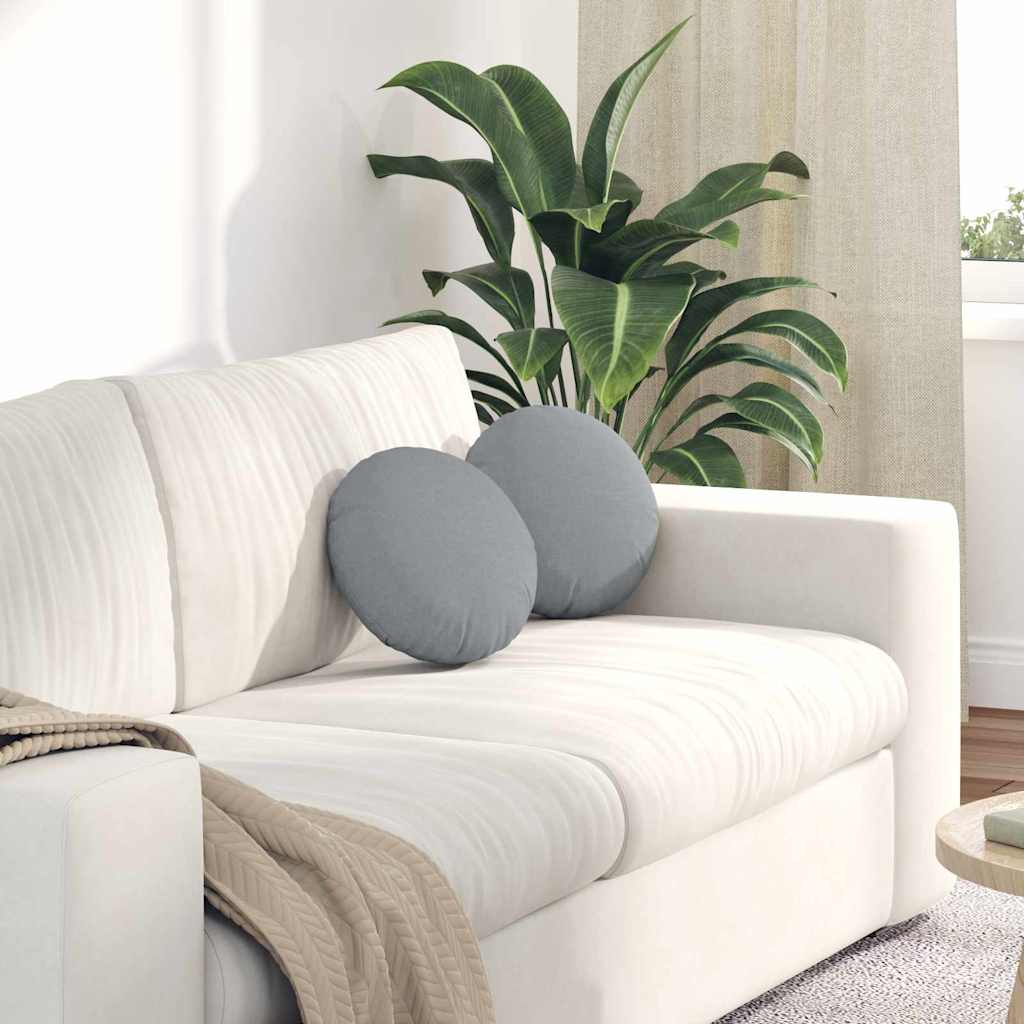 Cuscini per Seduta 2 pcs Grigio chiaro Ø30 x 13 cm Tessuto