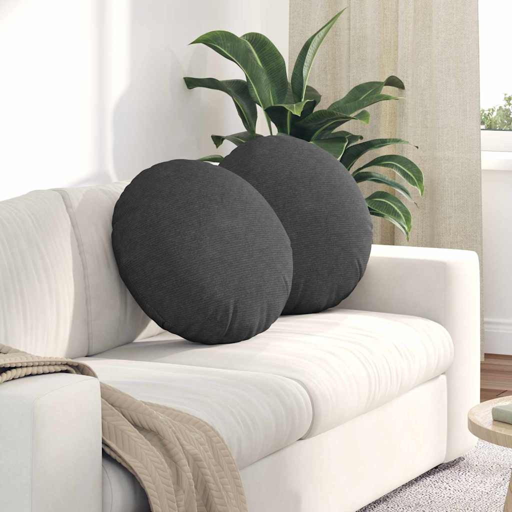 Cuscini per Seduta 2 pcs Grigio scuro Ø 50 cm Tessuto in Cords