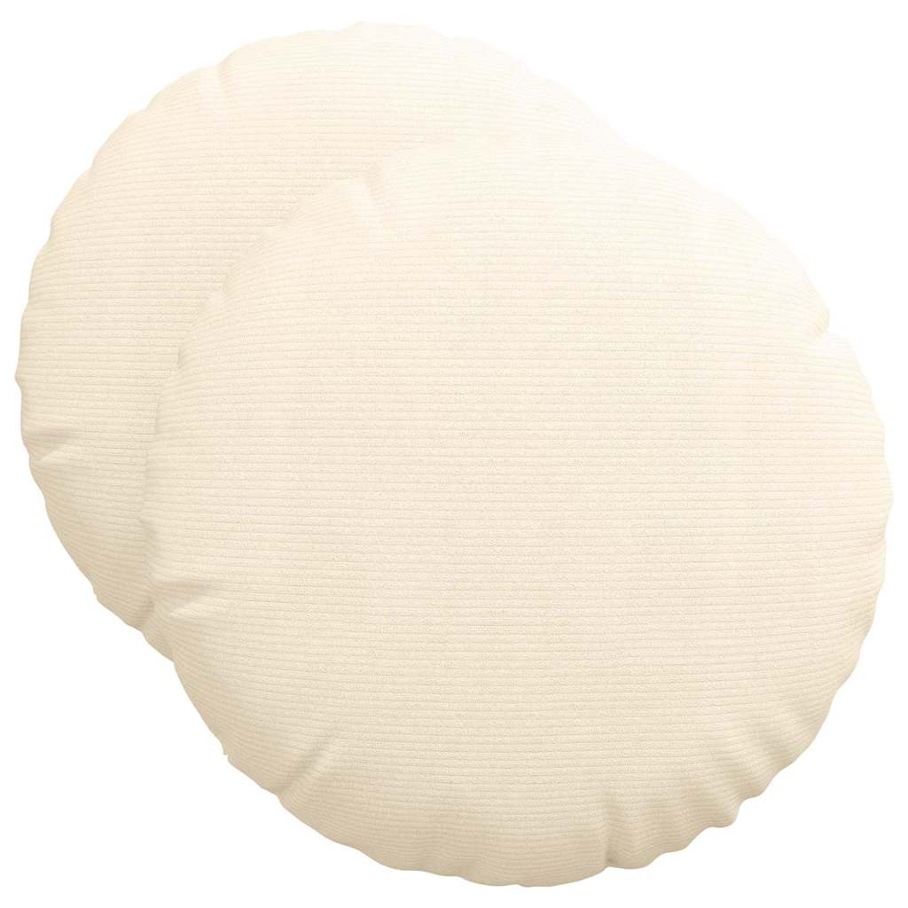Cuscini per Seduta 2 pcs Crema Ø 50 cm Tessuto in Cords