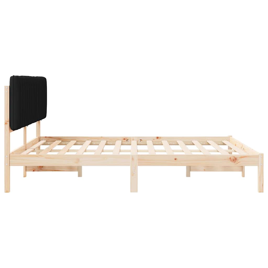 Letto con Testiera Rivestita Nero 180 x 200 cm