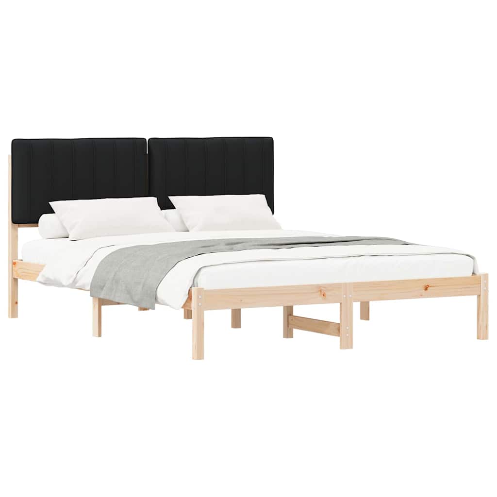 Letto con Testiera Rivestita Nero 150 x 200 cm