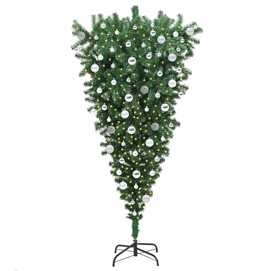 Albero di Natale artificiale pre-illuminato capovolto con set di palle