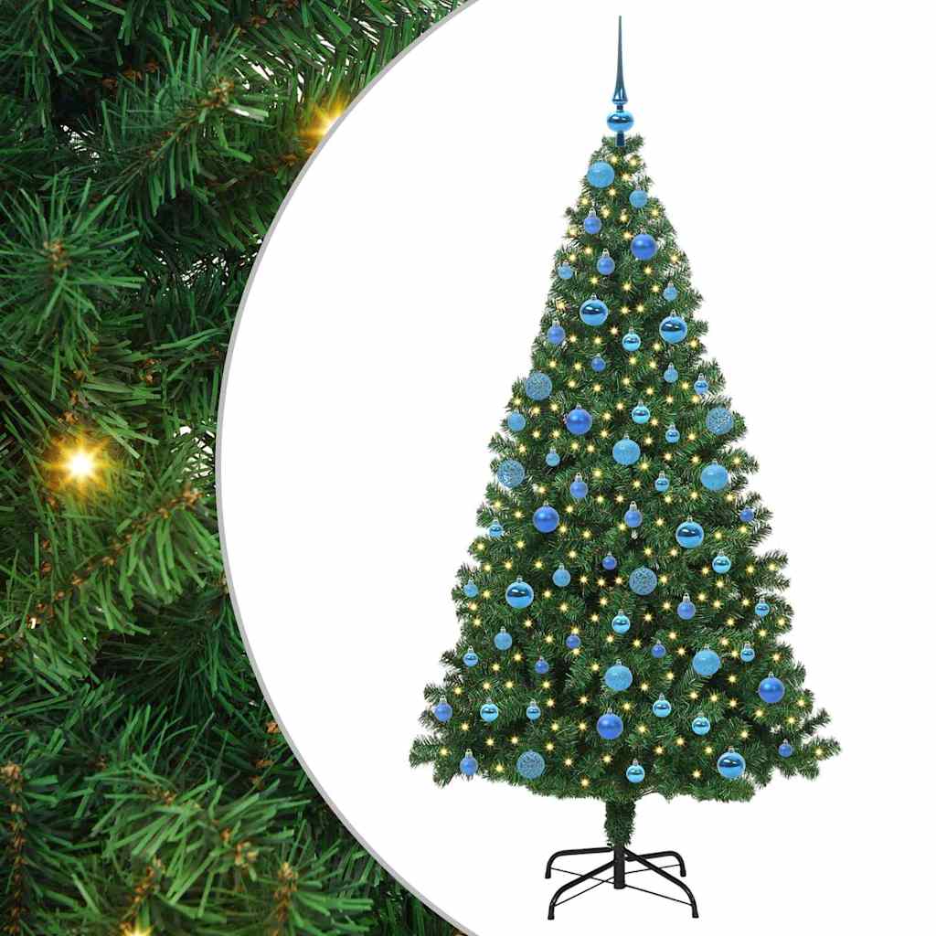 Albero di Natale artificiale preilluminato rovesciato con set di palline