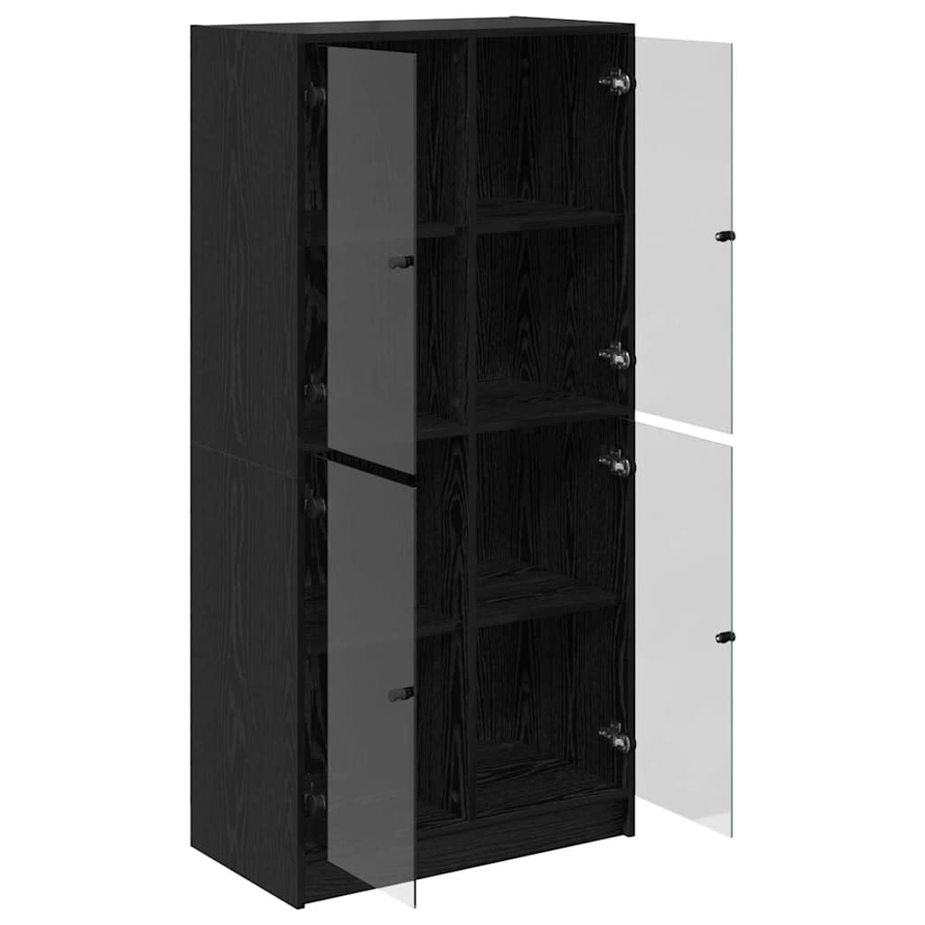 Credenza Rovere Nero 68 x 37 x 142 cm Legno multistrato