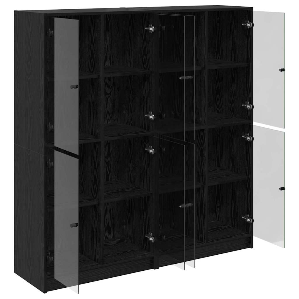 Credenza 2 pcs Rovere Nero 68 x 37 x 142 cm Legno multistrato